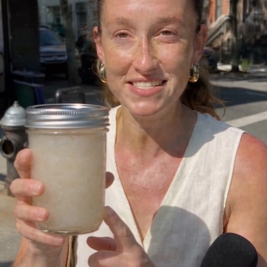 The jar of swollen konjac fiber from the video